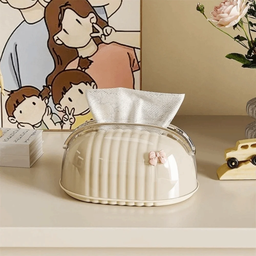 

Dust-Proof Dopamine Tissue Box with Shelf Double Layer Napkin Holder Sealed Plastic Paper Towel Dispenser Dining Table
