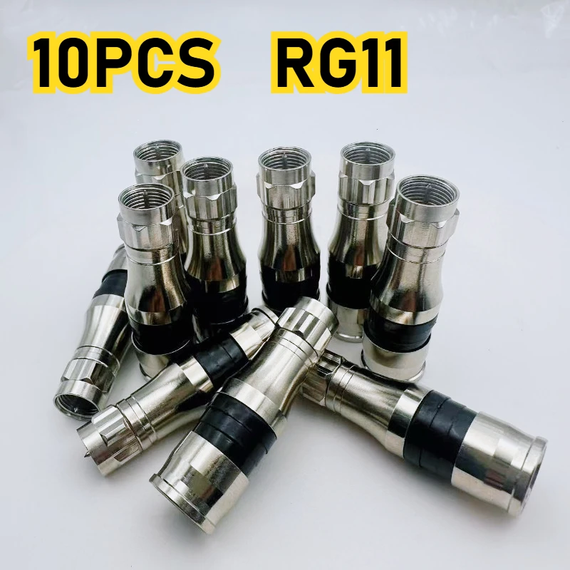 

10PCS RG11 Full copper extruded F-head RG11 wire connector RF coaxial connector 75-7 extruded head