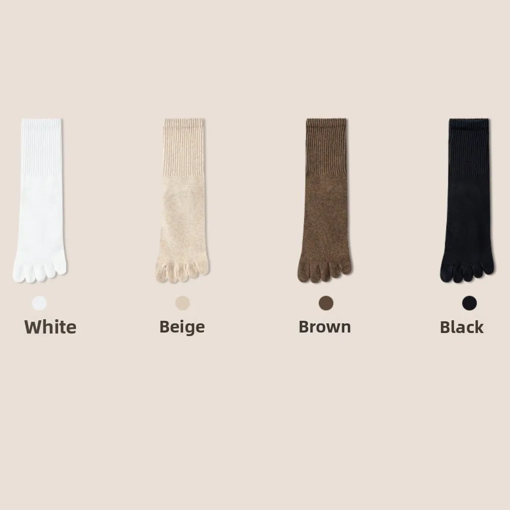 Neue Baumwoll-Damen-Zehensocken, atmungsaktive Sportsocken, Fünf-Finger-Socken mit separaten Zehen, mittellange Socken für Herbst und Frühling
