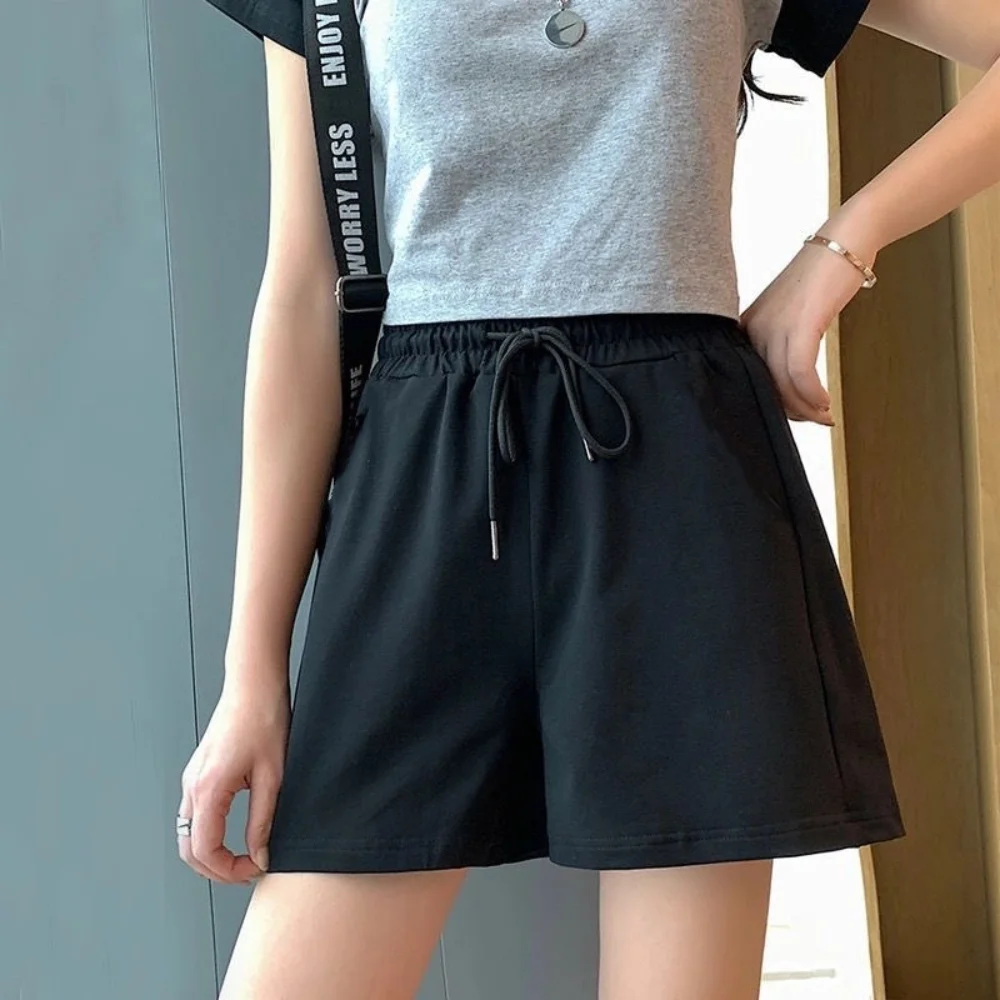 High-waisted High-waisted Baggy Shorts Plain Casual Wide Leg Three-quarter Pants Euryscelia Solid Color Casual Shorts Women