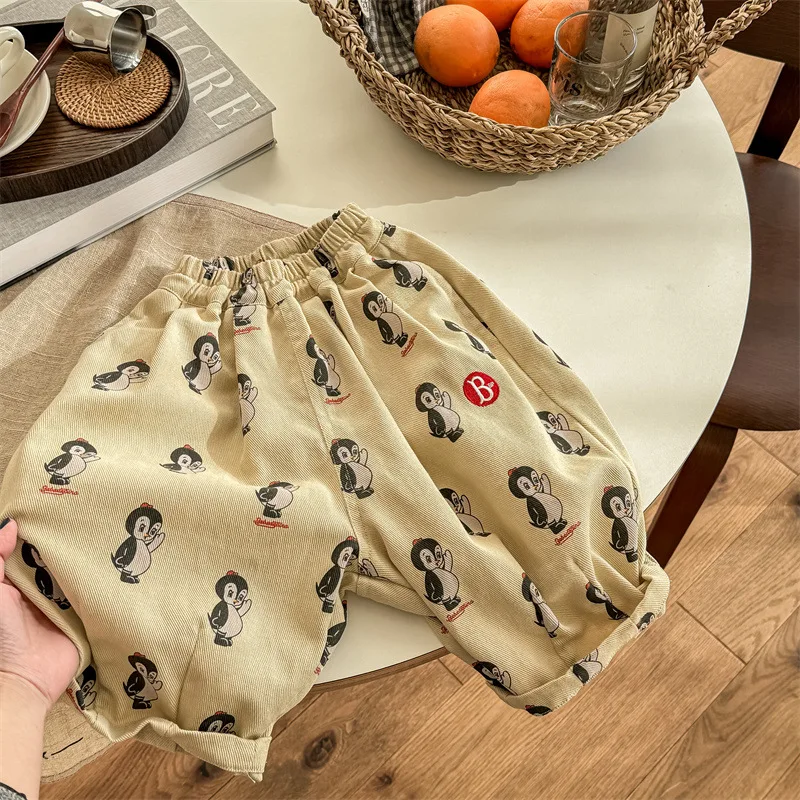 2024 Spring children cartoon penguin harem pants boys and girls loose all-match casual Trousers image 5