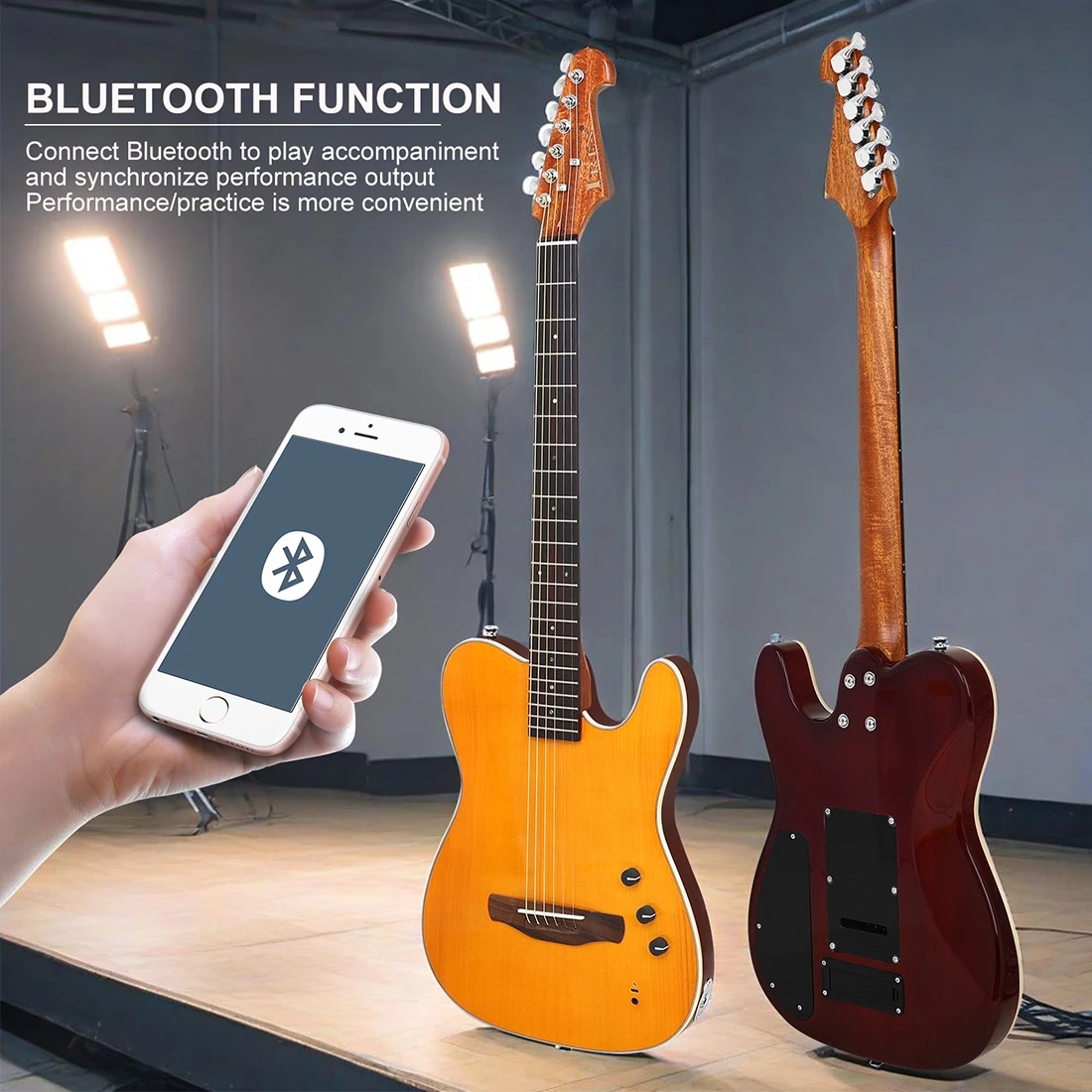 IRIN 6-струнная электрическая акустическая гитара, бесшумная народная гитара, Bluetooth, полная одноплатная, двойной режим, мгновенное переключение