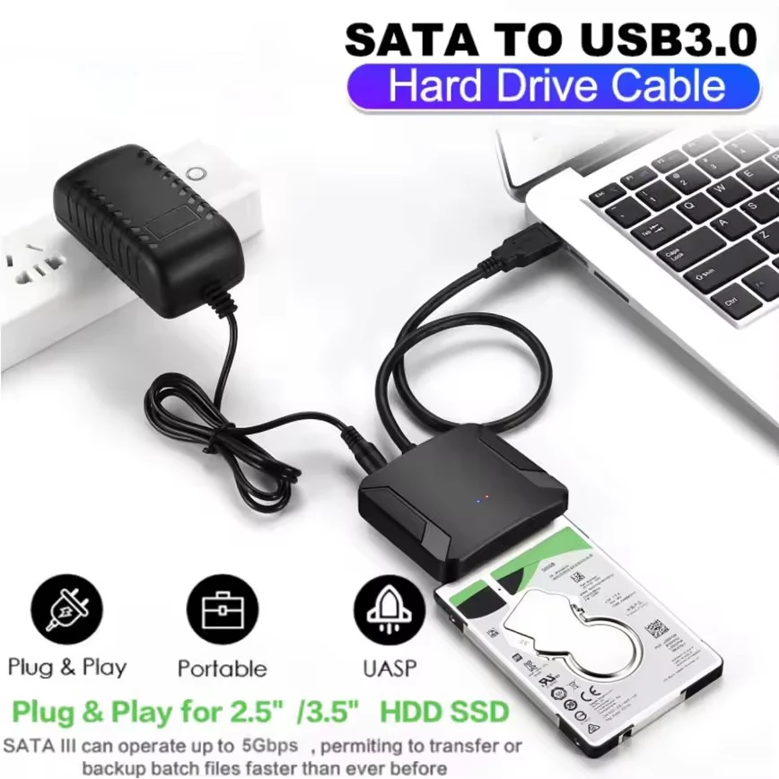 USB 3.0 To Sata Converter Support 2.5/3.5 inches HDD SSD with Power Adapter High Speed Hard Disk Data Cable USB 3.0 To Sata