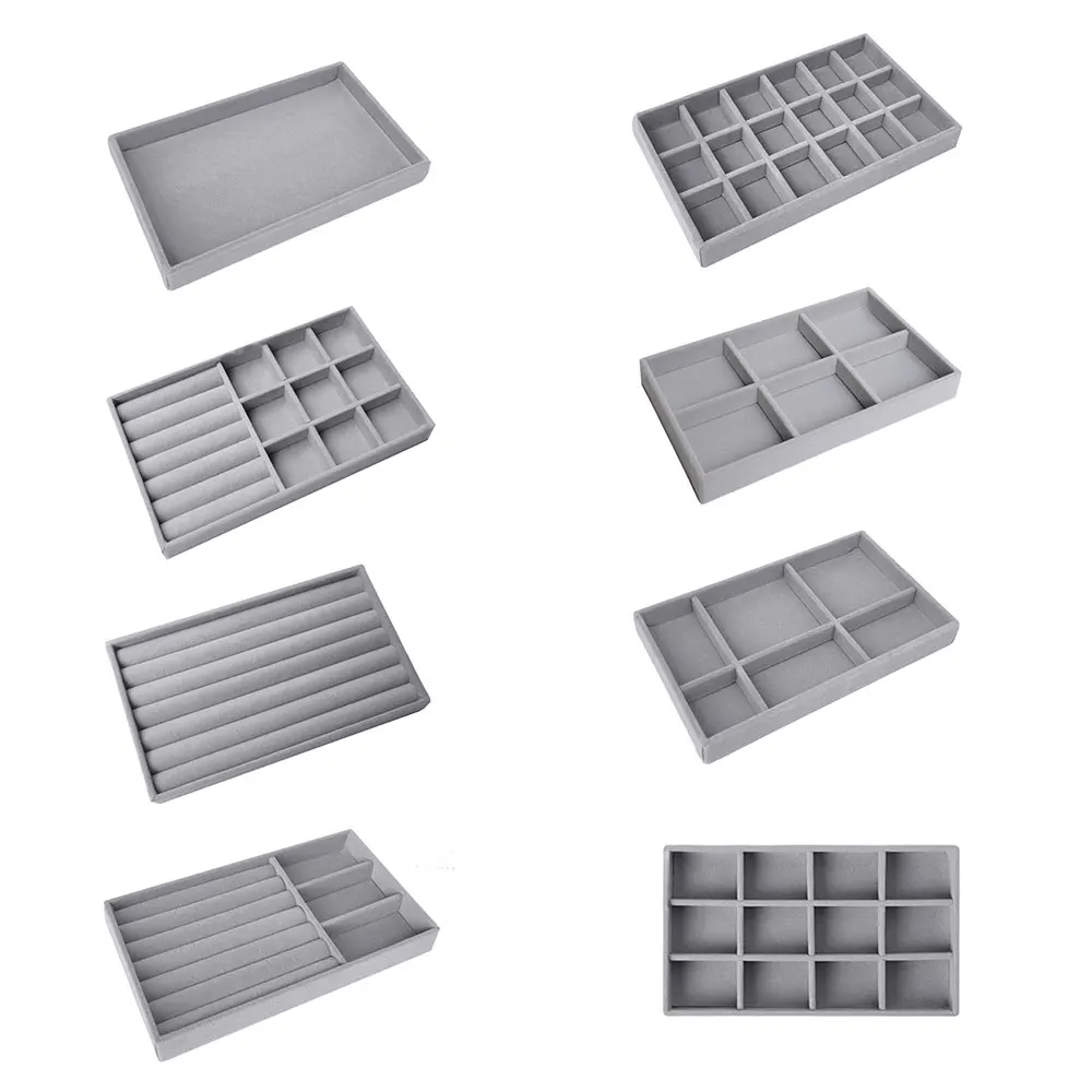 Velvet Jewelry Display Tray Case Hot Sale Stackable Exquisite Jewellery Storage Holder Boxes Portable Ring Earring Organizer Box