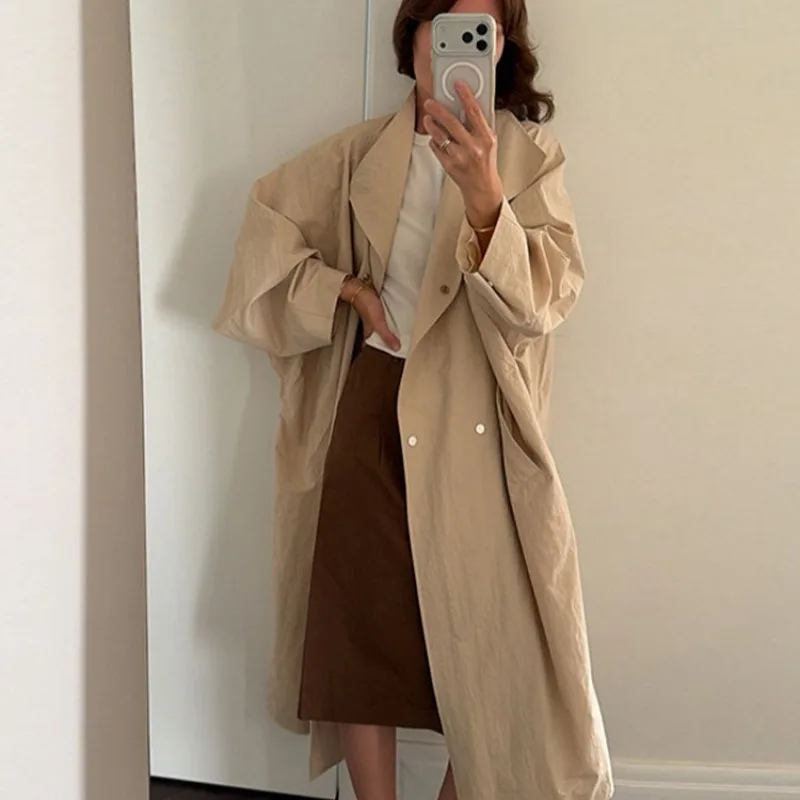Womens Fashion Casual Loose Long Trench Coat Over Knee Fall Winter 2026 New Outerwear Trendy Chic Elegant Warm Windproof Classy