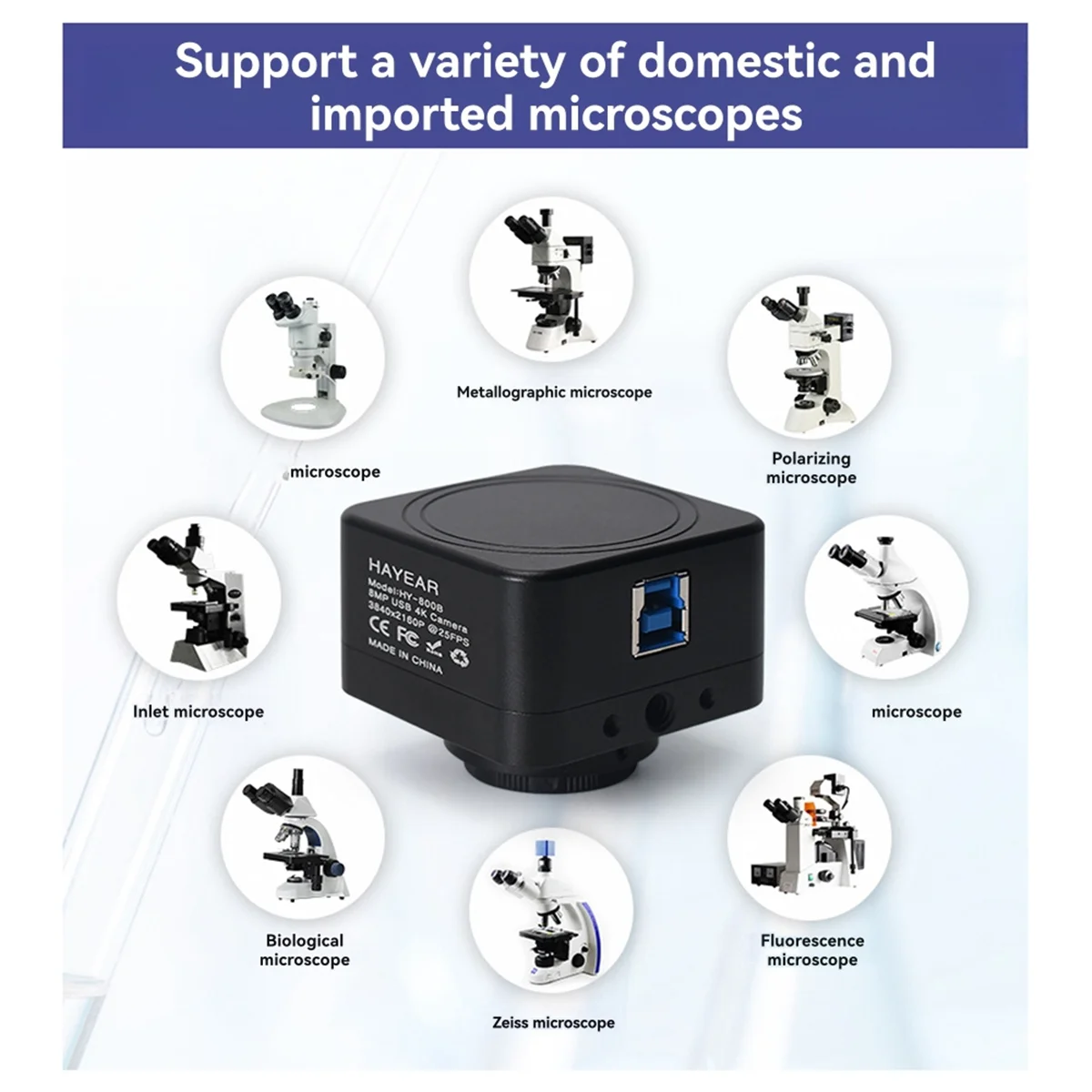 

Y31A HD 4K Sensor IMX Microscope Camera Electronic Eyepiece for Biological Observation Industry Measure