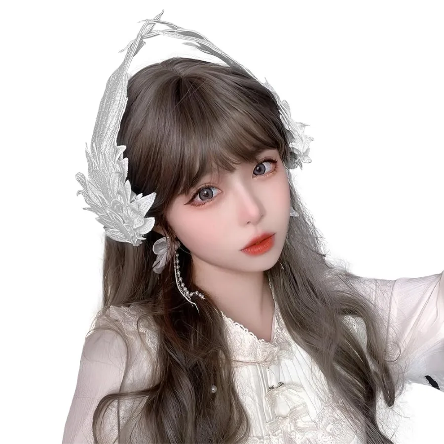 1-ペア天使の翼ヘアクリップフェザーヘアバレッタロリータ帽子コスプレアクセサリー頭飾り女の子女性のための完璧な