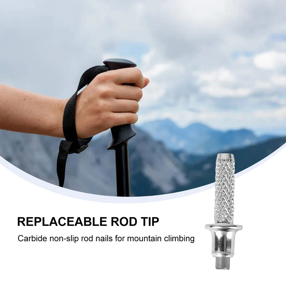 10 Pcs Mountaineering Stick Tip Walking Replacement Tips Trekking Accessory Rod Cane Replaceable Silver Hiking Pole Travel