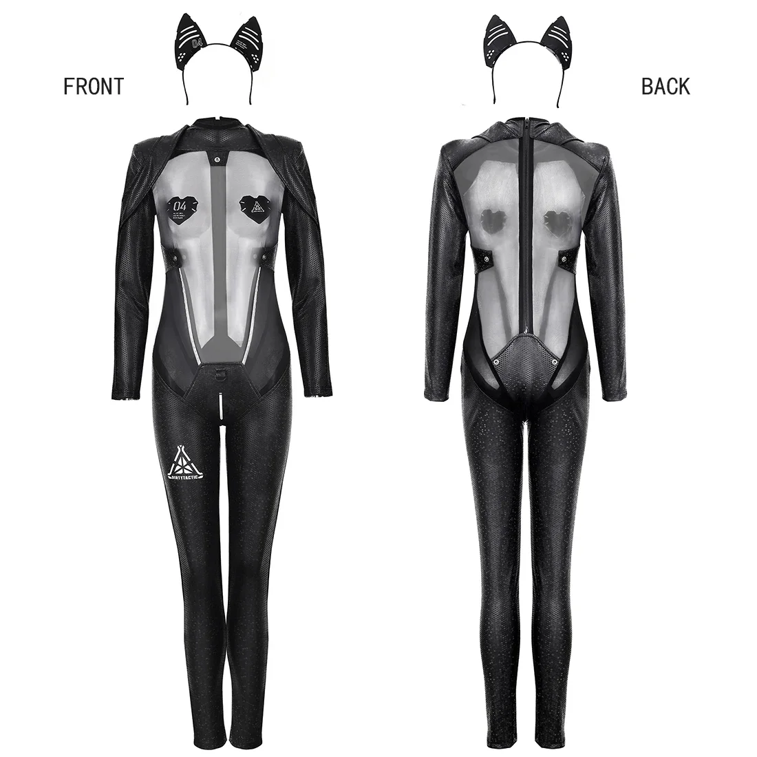 Dirtytech Cyberpunk Costume Inverse Gauze Rabbit Jumpsuit Punk Suit Future Mechanical Style Cat Halloween Costumes Bunny Suit