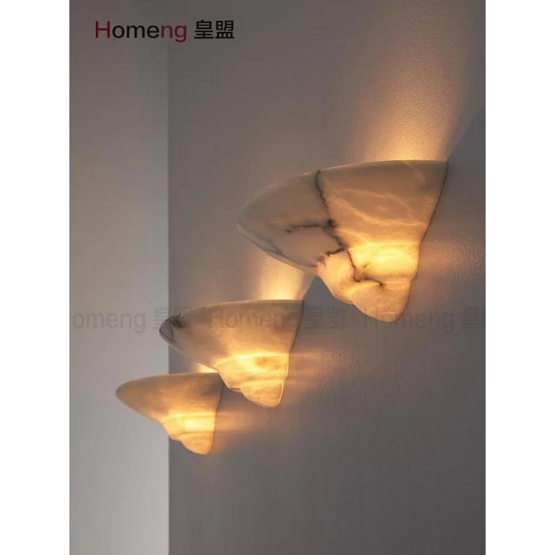 Vintage Spanish Alabaster Wall Sconce, Designer Decor Wall Lamp for Hotel Homestay Bedroom Living Room