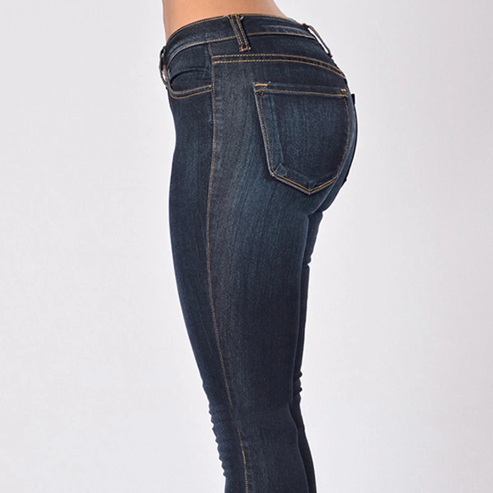 1Pc Jeans a vita alta da donna Pantaloni skinny morbidi sul sito web ufficiale Pantaloni da donna a matita lunga in denim lavato slim-fit Abbigliamento donna