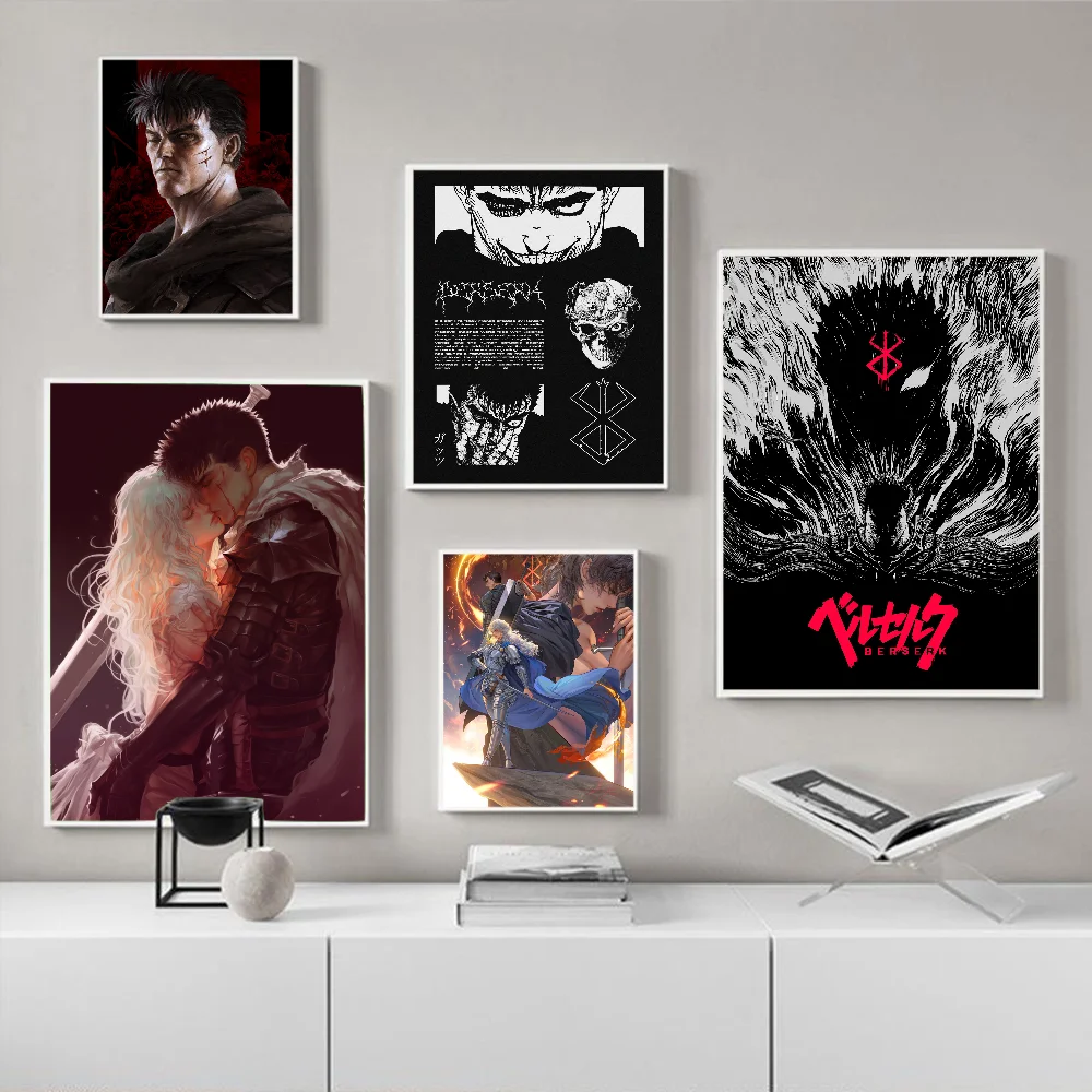 Japanese Anime B-Berserk Movie Sticky Posters Whitepaper Sticker DIY Room Bar Cafe Posters Wall Stickers