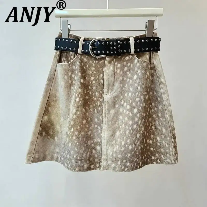 

ANJY Spring Summer New Women Vintage Washed Jacquard Versatile Denim Skirt Slim Trendy A-Line Casual Bodycon Short Skirts A24846