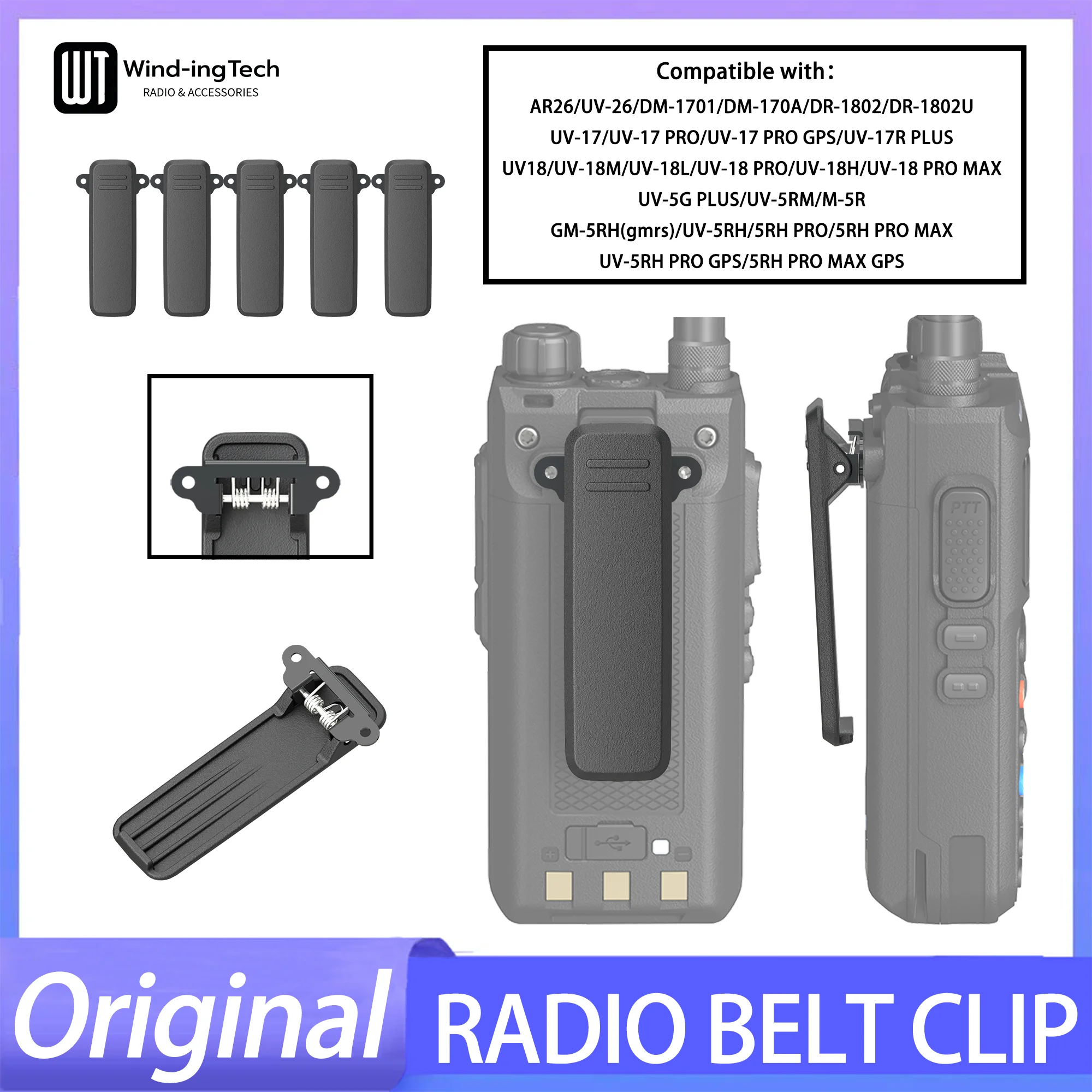 1/5/10PCS Set Belt Clip for Baofeng Radio UV-26 DM-1701 DR-1802 UV-17 UV-5RM UV-5RH Back Clamp Support Walkie Talkie Accessories