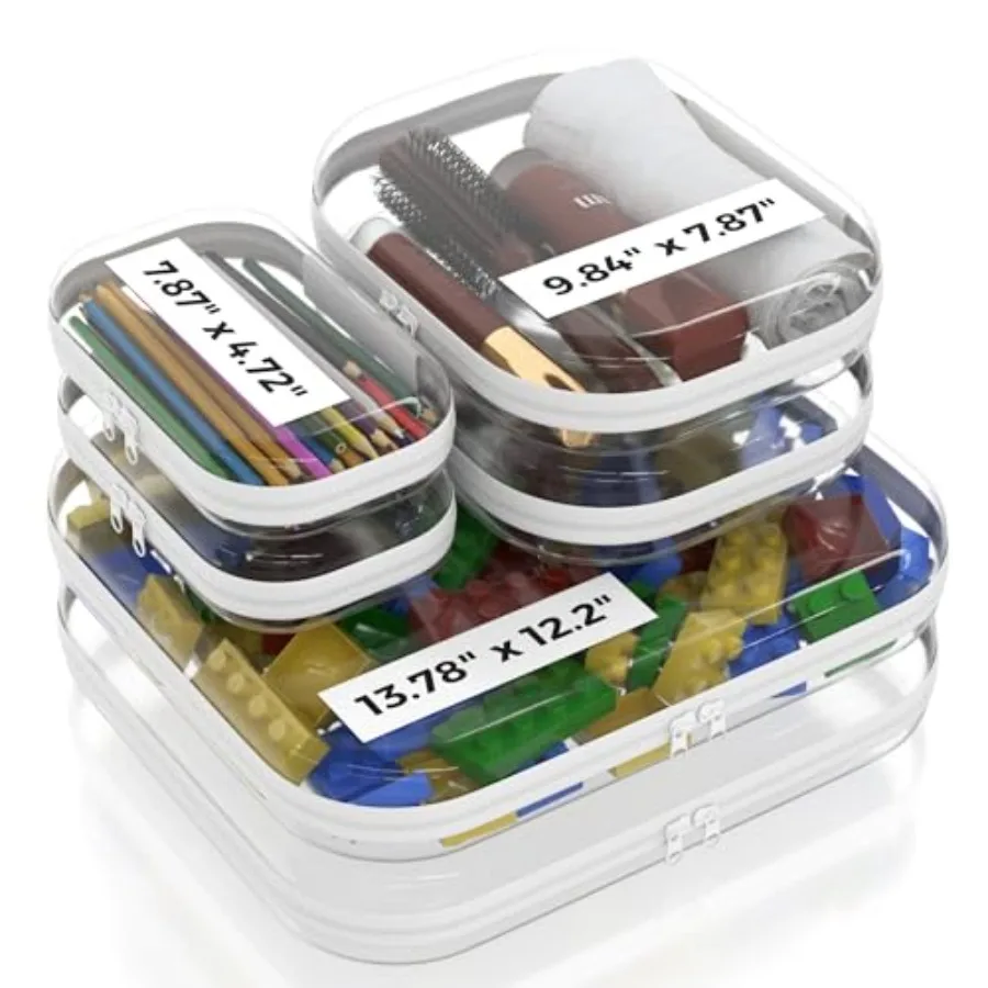 

Extra 13.7" Durable Clear Hard Shell Zipper Case 6 Pack 2x 2x Medium 2x Small Clear Travel Makeup Case Hard Plastic Travel Toil