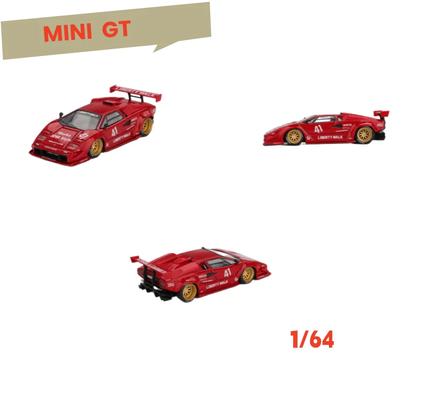 MINIGT 1:64 Lamborghini Countach LB-WORKS Merah Model Otomotif Die-cast Alloy