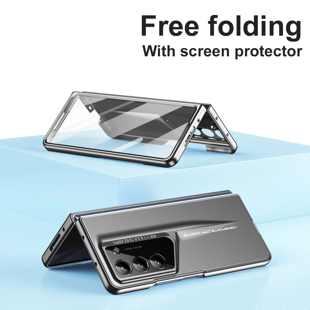 For Samsung Galaxy Z Fold 5 4 Case Ultrathin Skin Friendly Matte with Tempered Film Optional Pen Slot Touch Pen Folding Cover