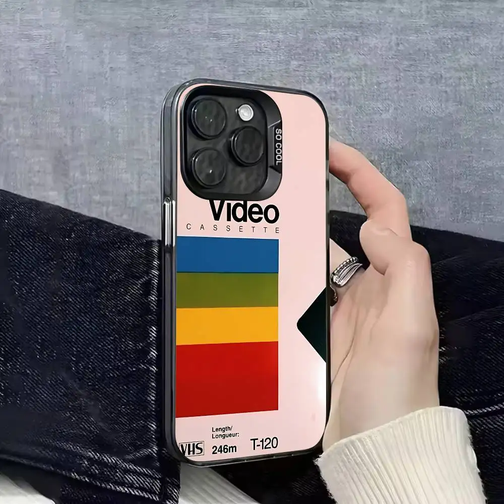 حافظة هاتف كاسيت بشريط فيديو VHS ريترو لهواتف iPhone 17,16,15,14,13,12,Pro,Max,Plus,E,SE4,Air,Mini Black IMD Box