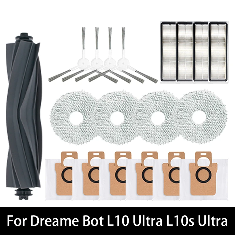 Para Dreame Bot L10 Ultra/L10s Ultra Robot Bolsa de polvo al vacisio Accesorios de tela de fregón Cepillo الجانبي الرئيسي Reempl