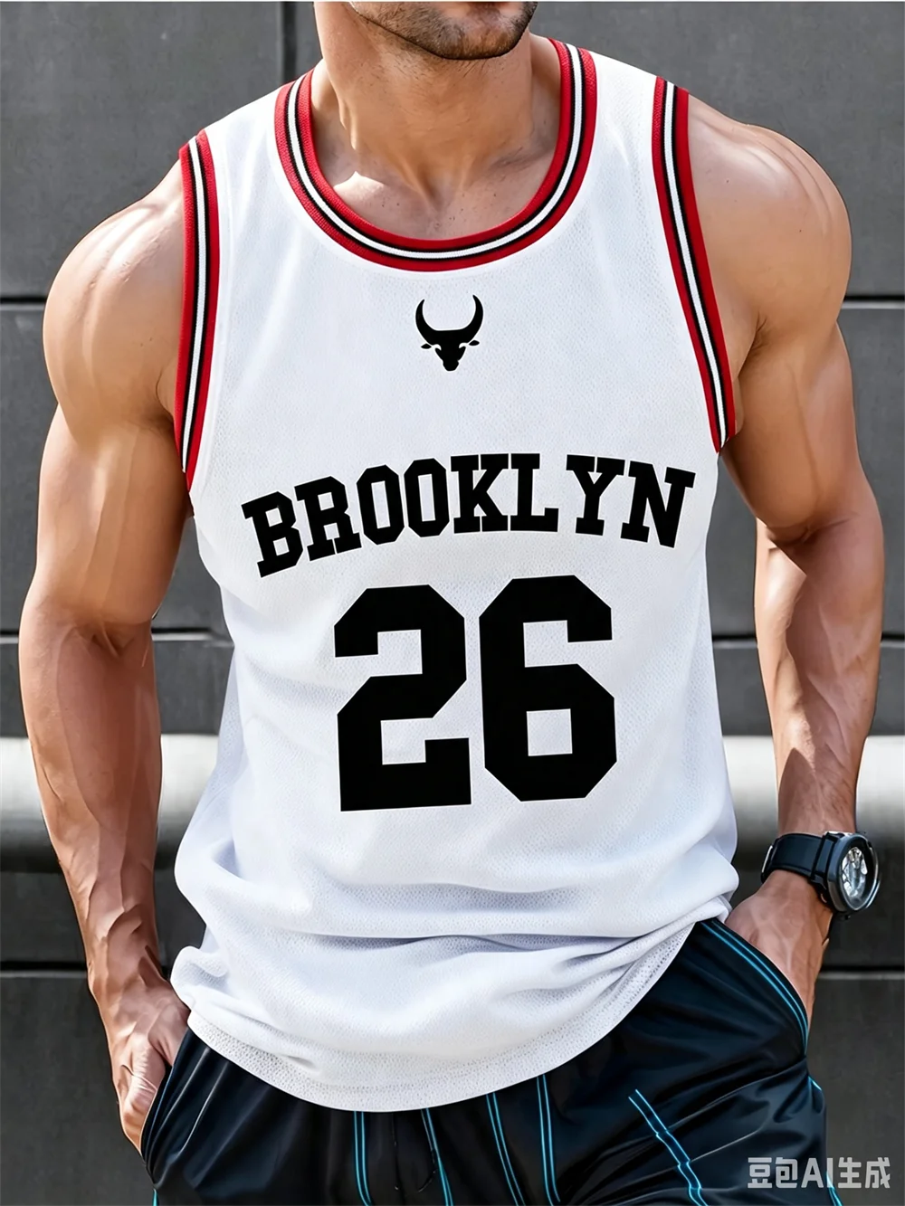 Basketball Brooklyn Nr. 26 O-Ausschnitt-Weste, lockerer Schnelltrocknender Stoff, Outdoor-Fitness-Training, lässige ärmellose Sommerkleidung für Männer – Detail 5