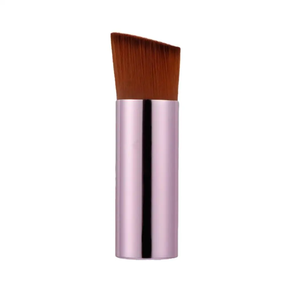 Portátil Mini Flat Foundation Brush para Mulheres, Ferramenta de Maquiagem Manipulada de Metal, Aplicação de Fundação Líquida, Não Coma Pó, E3r9