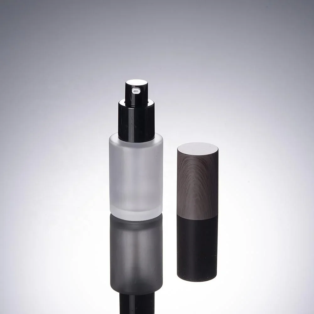 

Банка для крема для лица с темным деревом, пустая косметическая упаковка, банка из матового стекла с деревянной крышкой, лосьон для тела, бутылка для ухода за кожей