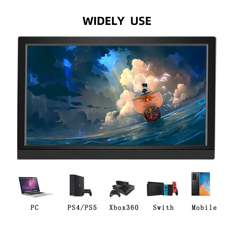 شاشة لمس 7/8 بوصة، شاشة محمولة عالية الدقة، شاشة كمبيوتر محمول صغيرة، Xbox PS4/5، مفتاح مدمج، مكبر صوت، شاشة كمبيوتر محمول