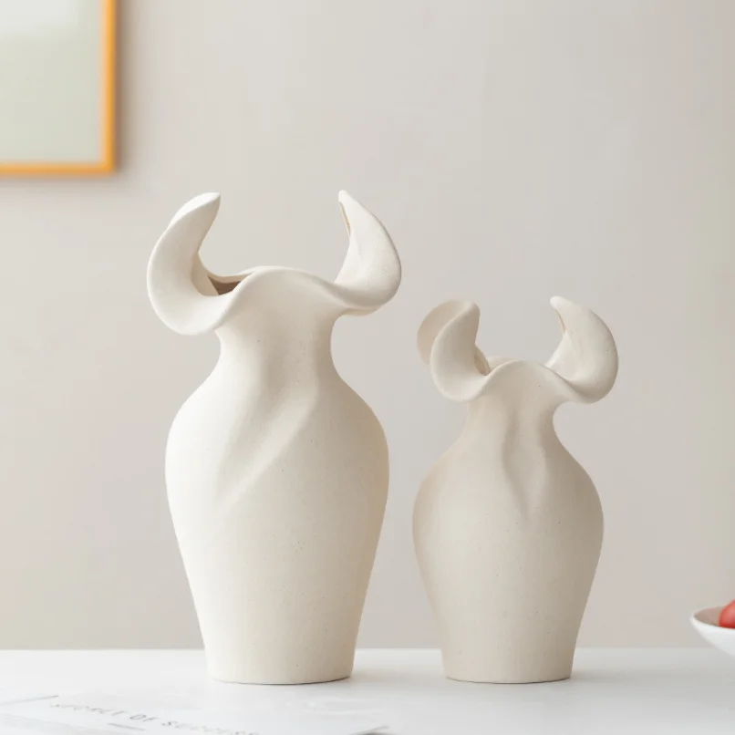 nordic Decoration home decor white ceramic Flower vase Art Decorative vases modern Flower pot living room decor Interior design