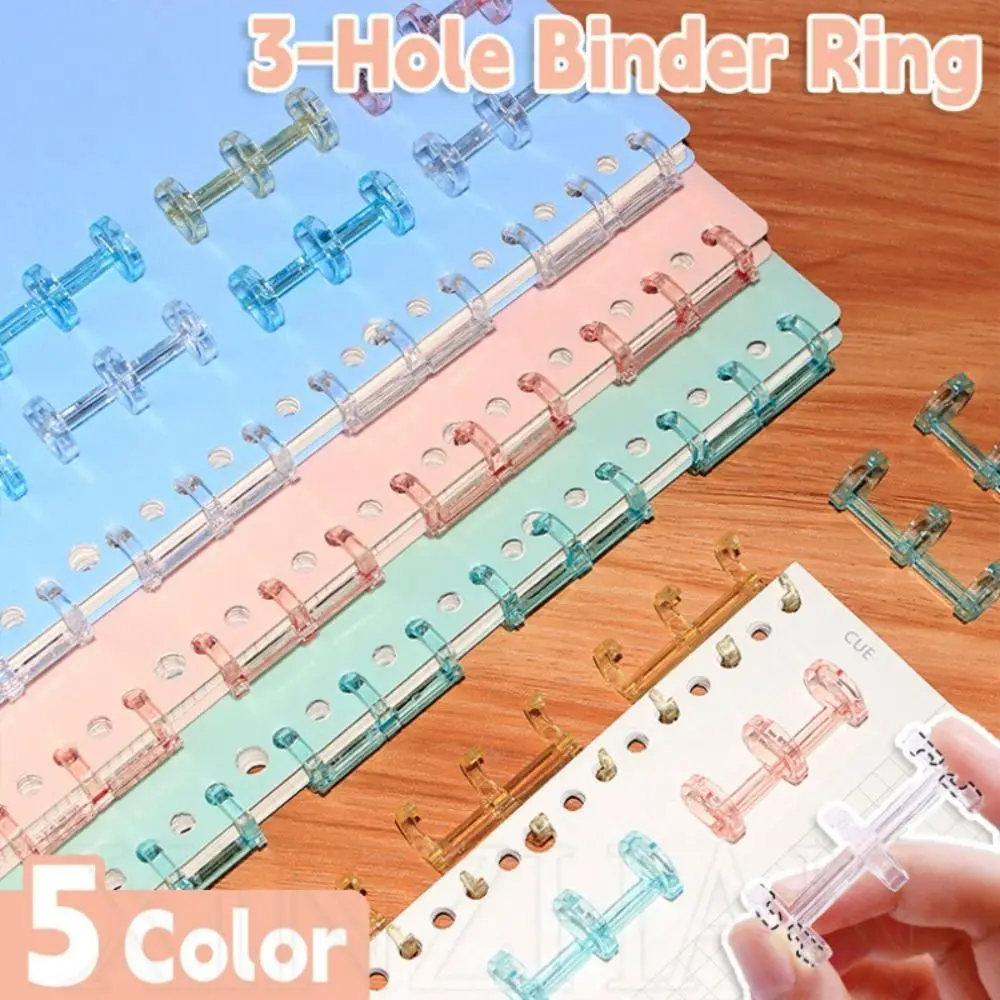 Creative Ring Opening Loose-leaf Ring Clip 3 Hole Plastic Binder Rings 5 Colors Binding Clip Binding Supplies
