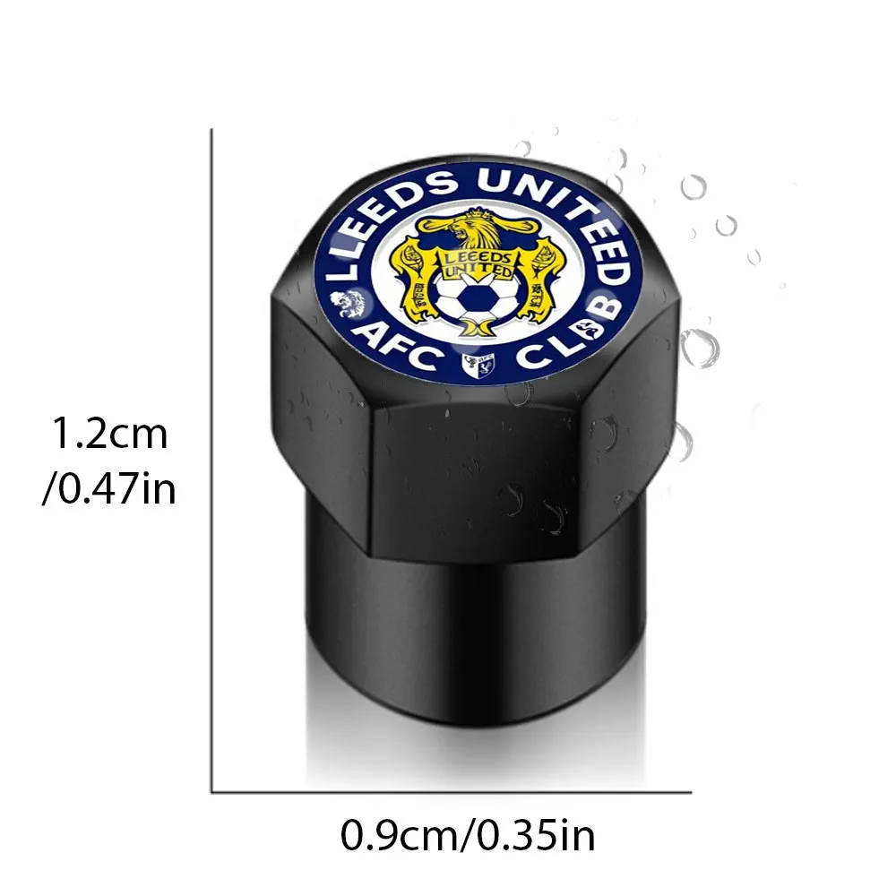 4 قطعة غطاء صمام السيارة العالمي اكسسوارات عجلة قضيب صمام إطار الإطارات الهواء ملصق ل Leeds United AFC شكل تذكارية هدية #2
