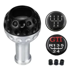 5&6 Speed Aluminium Gear Shift Knob with 8/10/12mm Adapters Universal For VW Scirocco for Jetta Golf Ball Black Silver