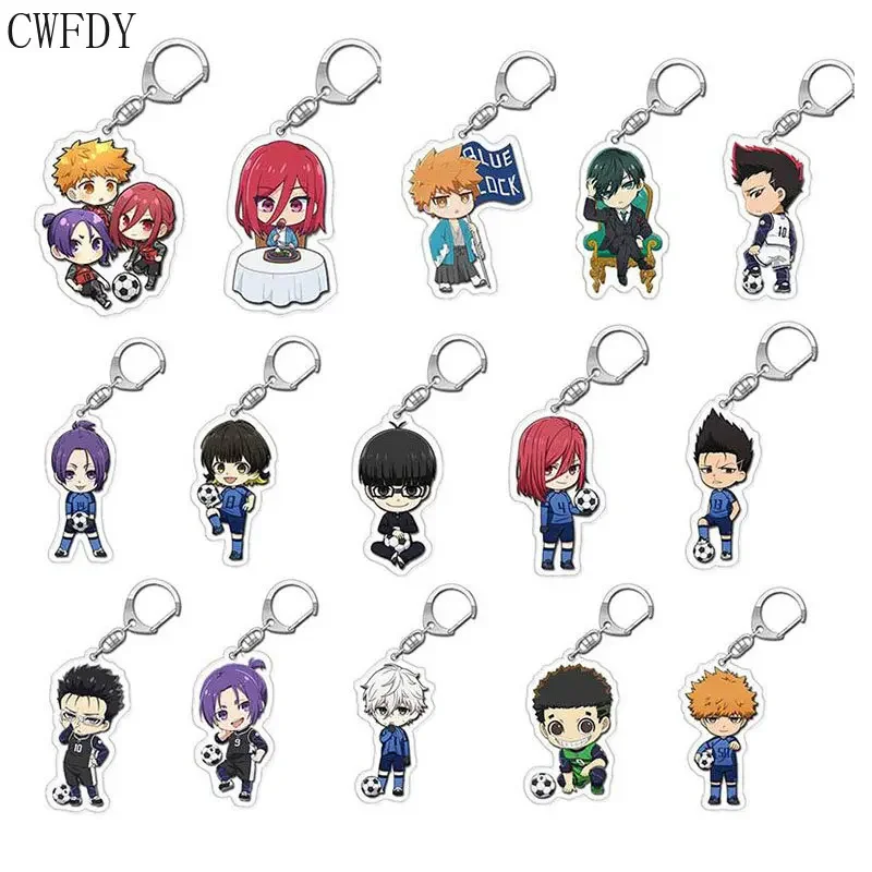 55 Styles Anime Blue Lock Acrylic Keychain Isagi Yoichi Bachira Chigiri Double Side Cartoon Figures Key Chain Charm Accessories