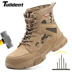 Botas de trabajo para hombre al aire libre, zapatos de seguridad, botas de seguridad antipinchazos, zapatos de trabajo con punta de acero, botas de combate indestructibles para el desierto, protección