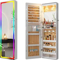 LED Mirror Jewelry Cabinet with RGB Lights,47.2\