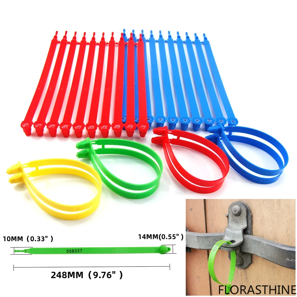 100pc Pull Tight Plastic Seals for Trucks High Tension Strength Truck Trailer Container Door Security Numbered Disposable Tag