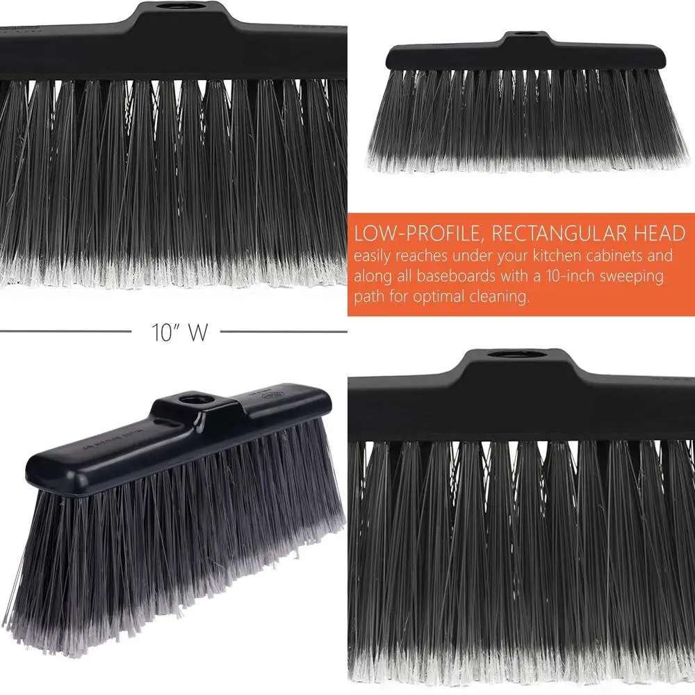 

Sturdy Broom for Sweeping - Adjustable Handle & Fine Bristles for Wood, Laminate, Linoleum, Tile Floors