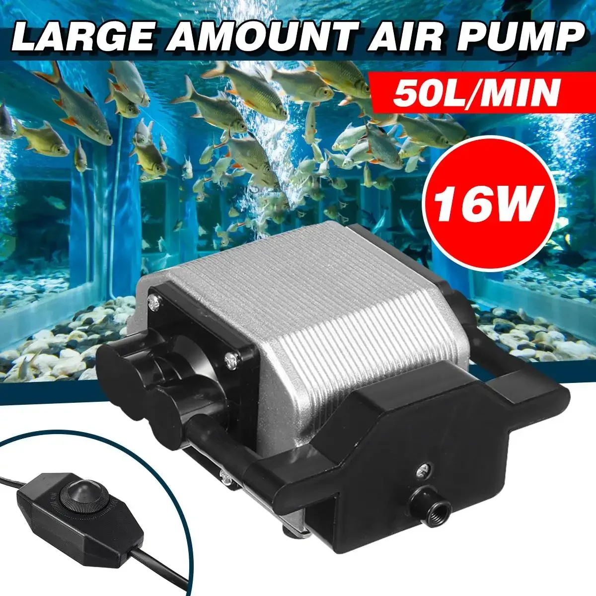 

30L/min 16w High Energy Powerful Compressor Aquarium Increasing Oxygen Air Pump 1800L/H 40db Ultra Silence for Fish Tank Ponds