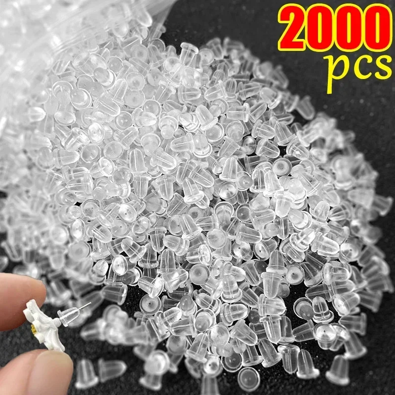 2000 stücke Transparent Gummi Ohrring Zurück Stopper Silikon Ohr Mutter Einstecken Ohrringe Verschluss DIY Machen Ohrstecker Erkenntnisse Schmuck