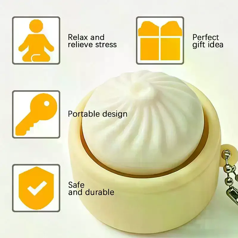 Simulated Dumpling Bun Squeezing Slow Rise Keychain Squeezing Toy Mini Pendant Stress Relief Gift Backpack Decoration