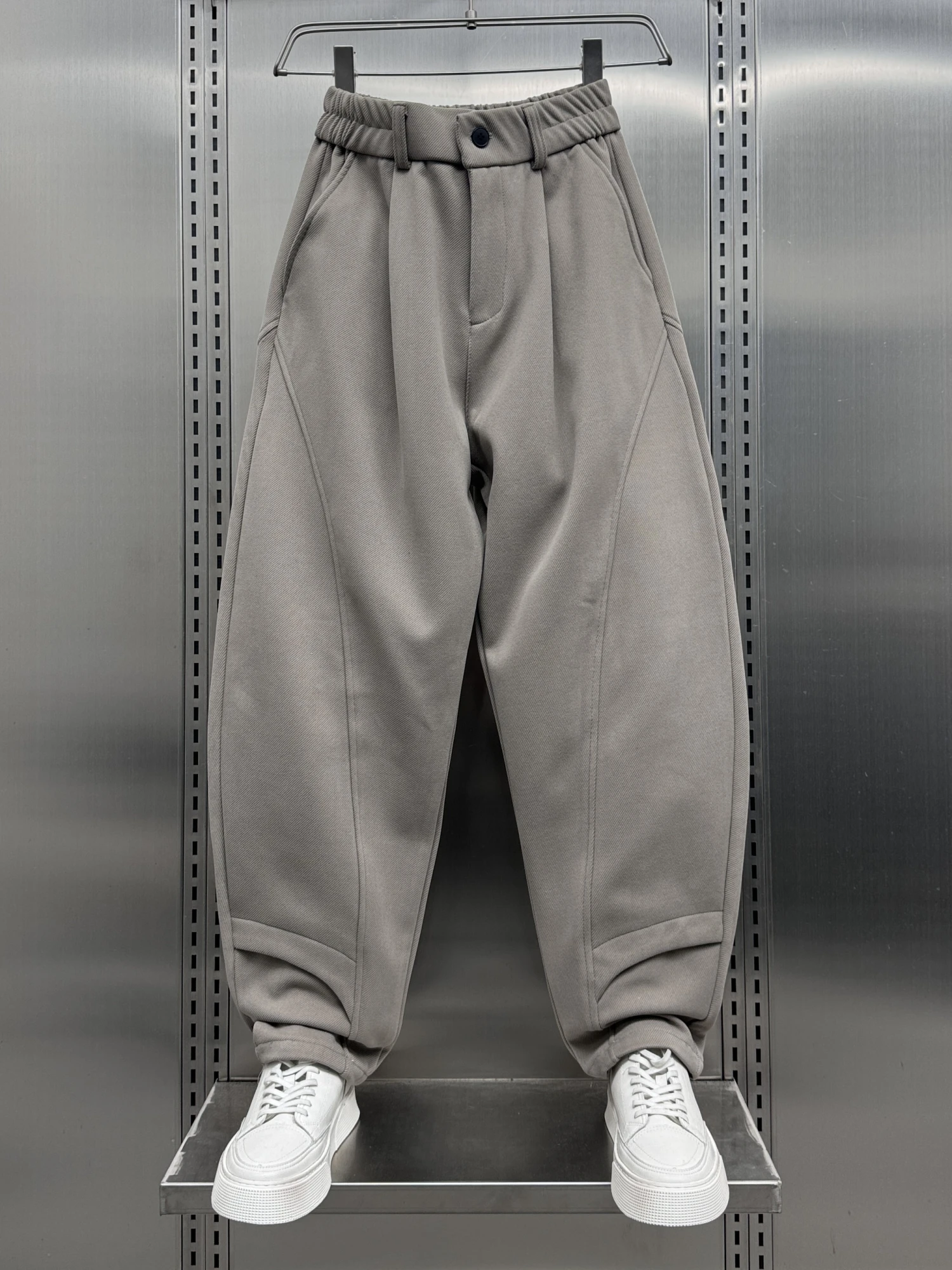 

Модные однотонные повседневные брюки свободного кроя с прямыми штанинами для мужчин Haome: универсальные брюки-харланы для зимы, молодежная мода