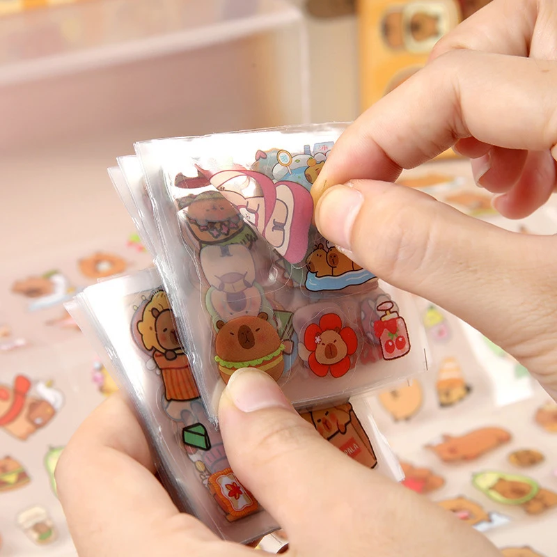 100Sheets Kawaii Capybara Stickers Waterproof Stickers Cartoon Cute Animal Stickers Creative Suitcase Decal Children Toys Gifts