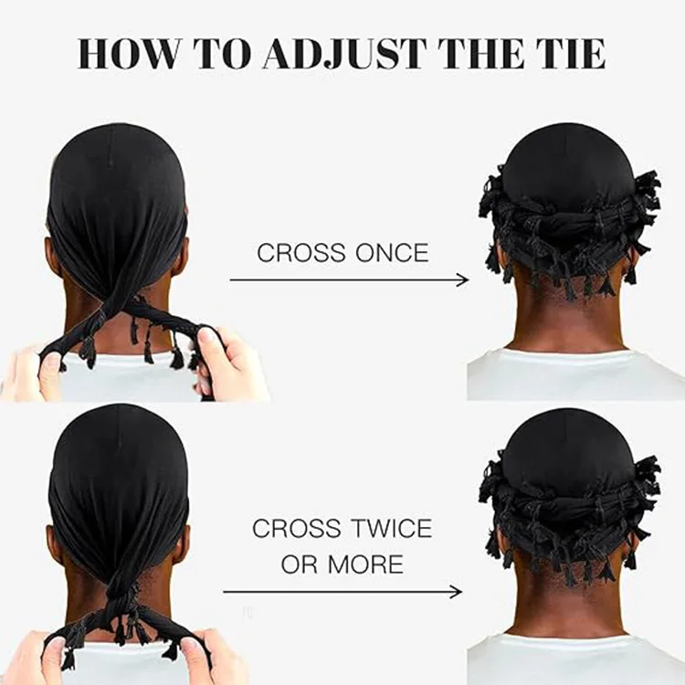 أغطية رأس عمامة ملتوية عتيقة للرجال، ربطة عنق عمامة من الساتان قابلة للتمدد لإغلاق رباط الشعر، وغسالة الآلة