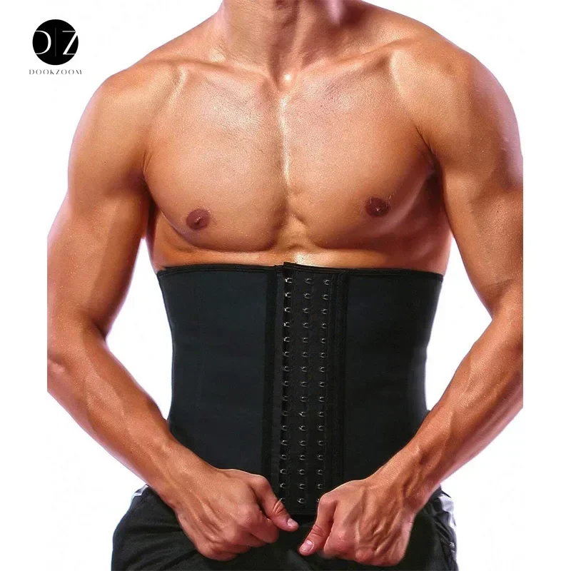 9-Steel-Bone Shapewear Men Latex Waist Trainer Corsets Body Shaper Slimming Tummy Control Cincher Weight Loss Sport Girdle