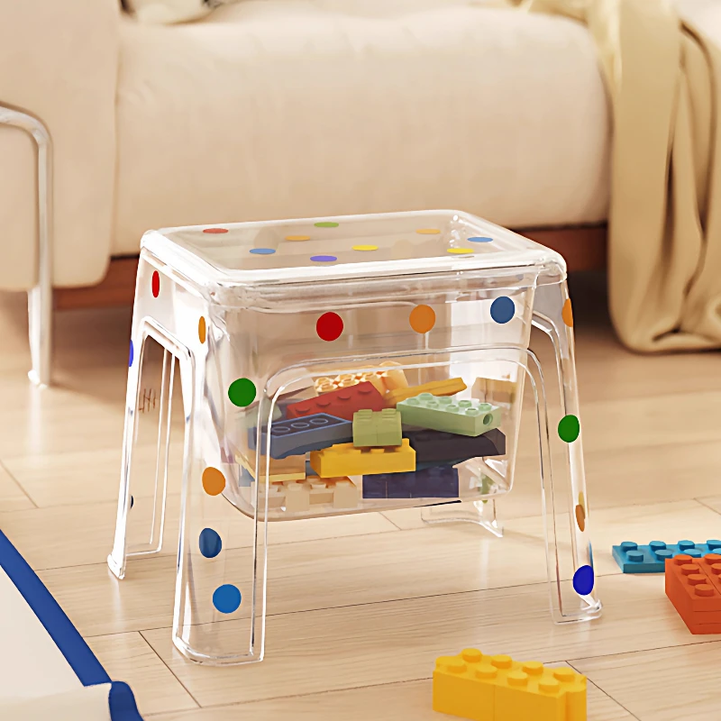 

Прочный прозрачный табурет для хранения, большая вместимость, экологически чистое сиденье, водонепроницаемый утолщенный акриловый органайзер, прозрачная скамейка для хранения