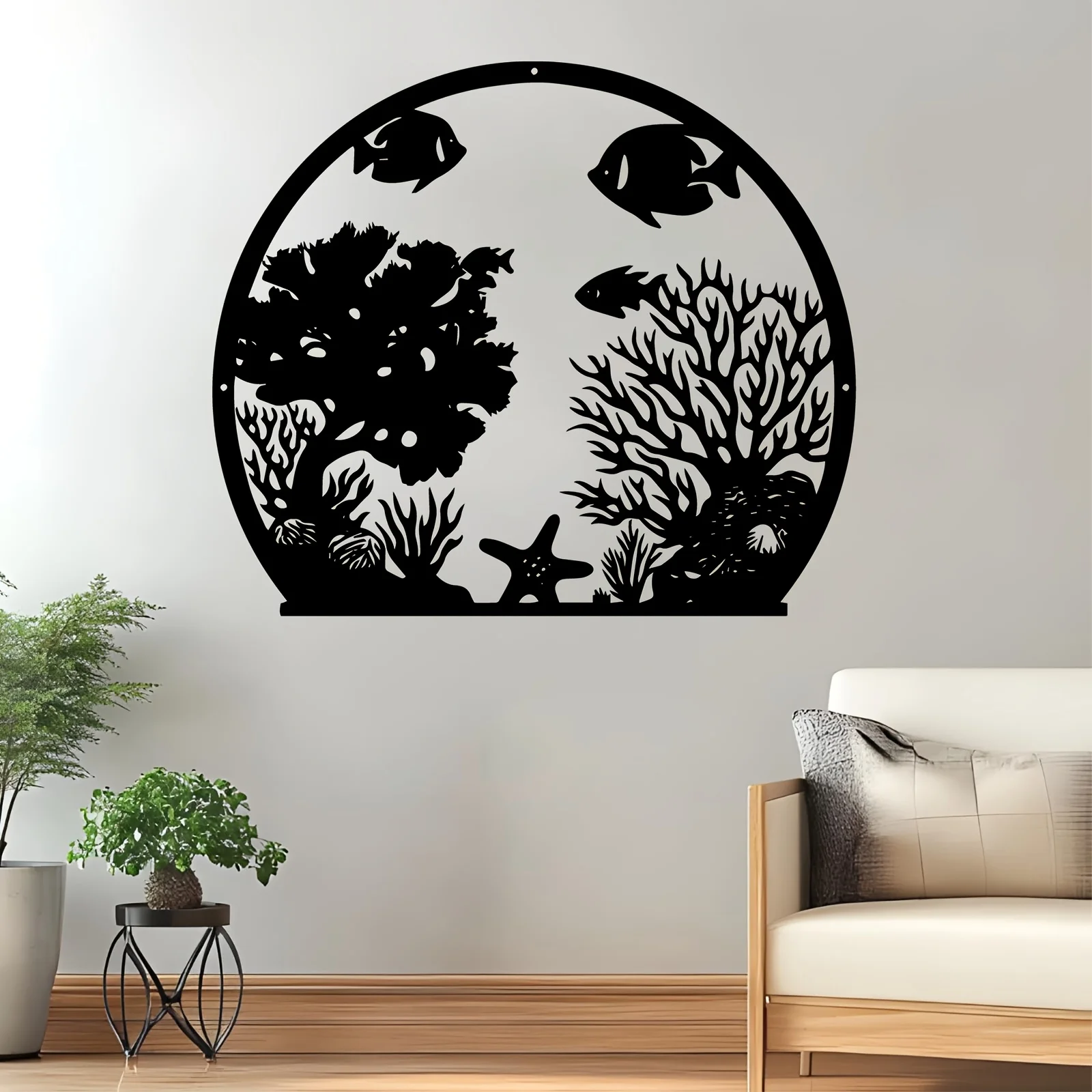1pc Ocean Fish Metal Wall Art, Weather-resistant Iron Decor for Bathroom & Garden Fence, Coastal Housewarming Gift