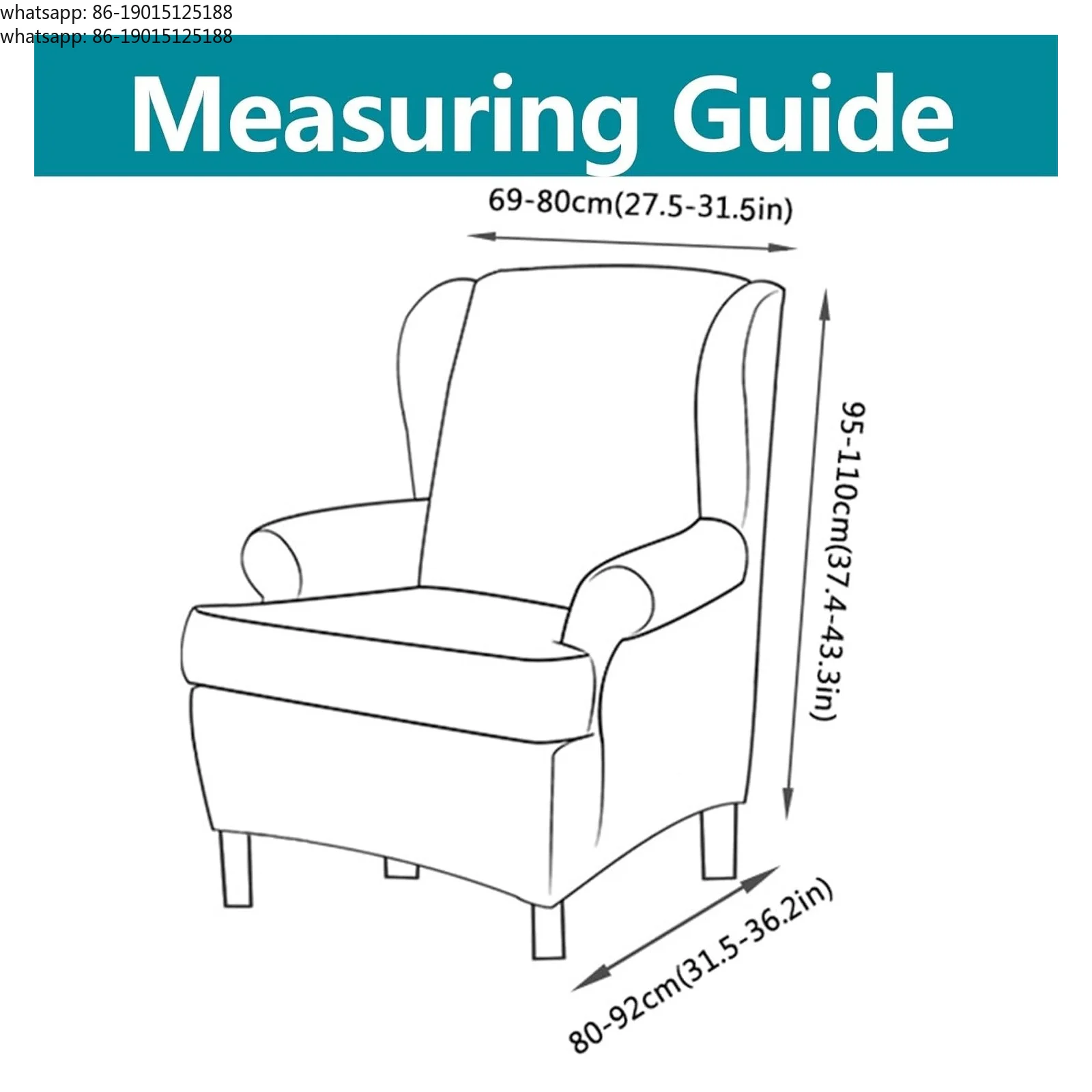 Waterproof modern wing chair cover 2-piece elastic elastic wing back chair cover elastane fabric armchair non-slip machine wash