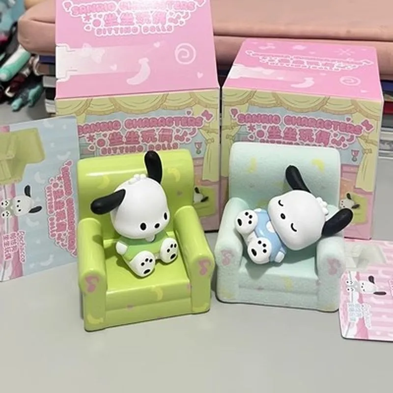 New Sanrio Kawaii Blind Box Sitting Doll Series Cinnamoroll Kuromi Mymelody Hellokitty Mysterious Surprise Box Figure Model Gift