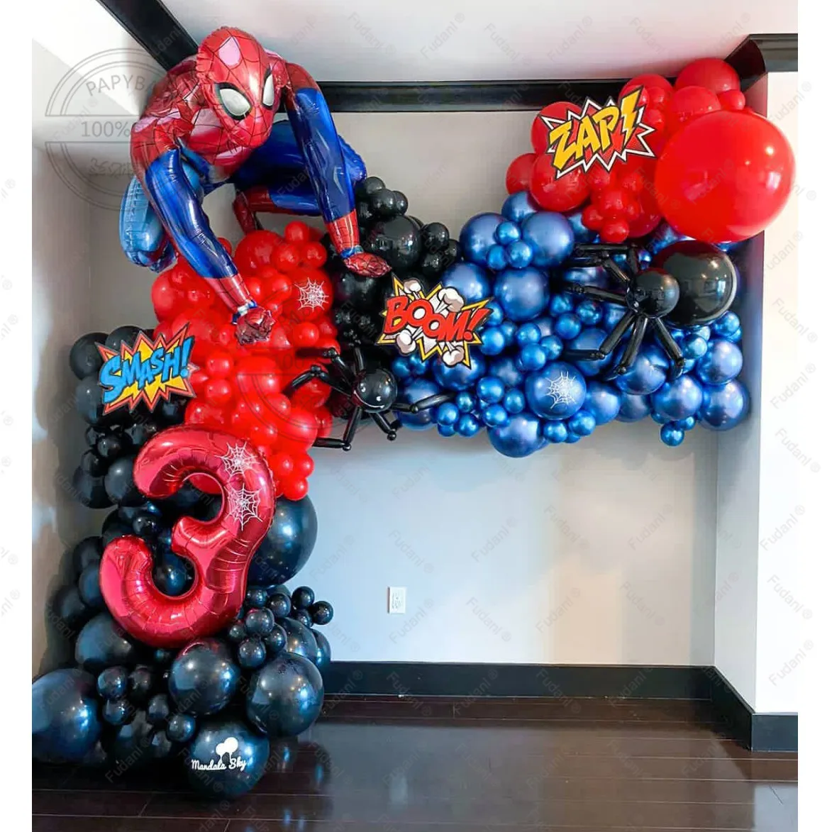 134szt 3D Spiderman Super Hero Theme Balloons Arch Garland Kit The Avengers Boys Favors Birthday Baby Shower Party Decorations