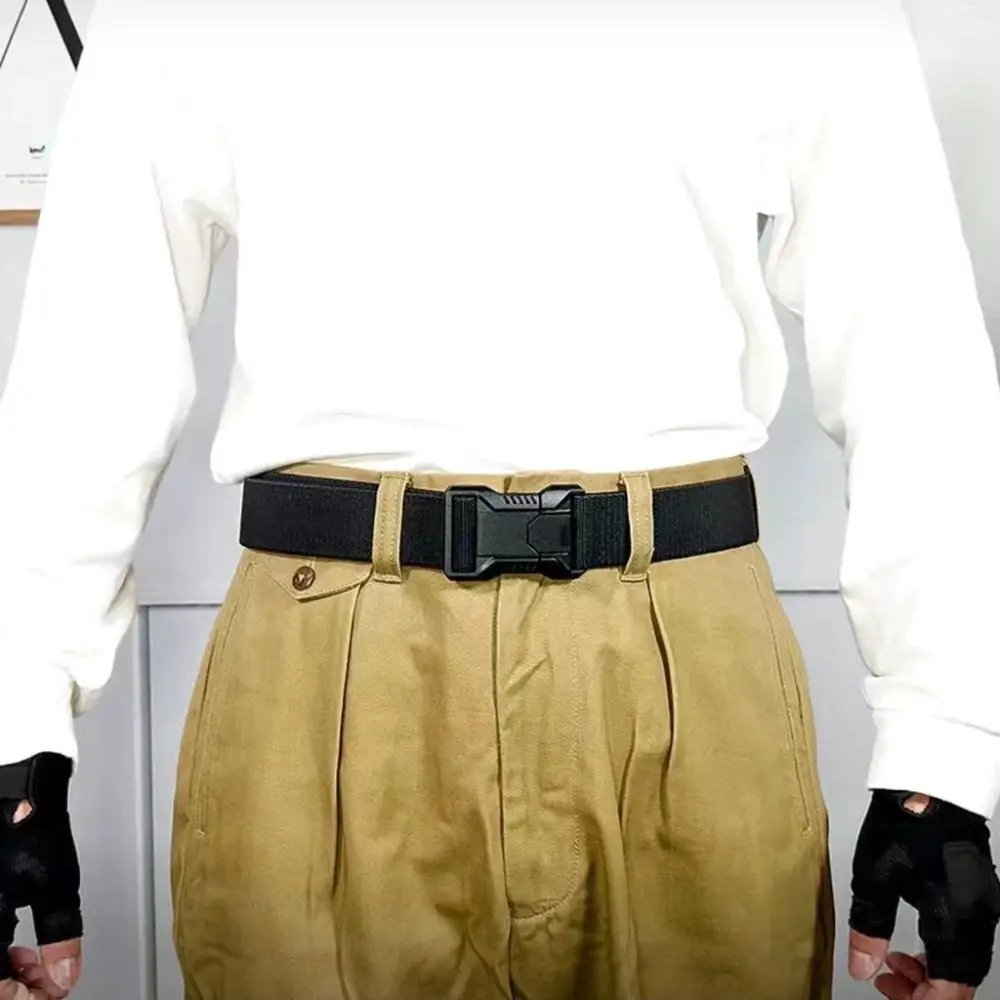 Cinturón de nailon con hebilla de aleación duradera para hombre, cinturón elástico que combina con todo, cinturón de lona de estilo coreano Simple para hombre