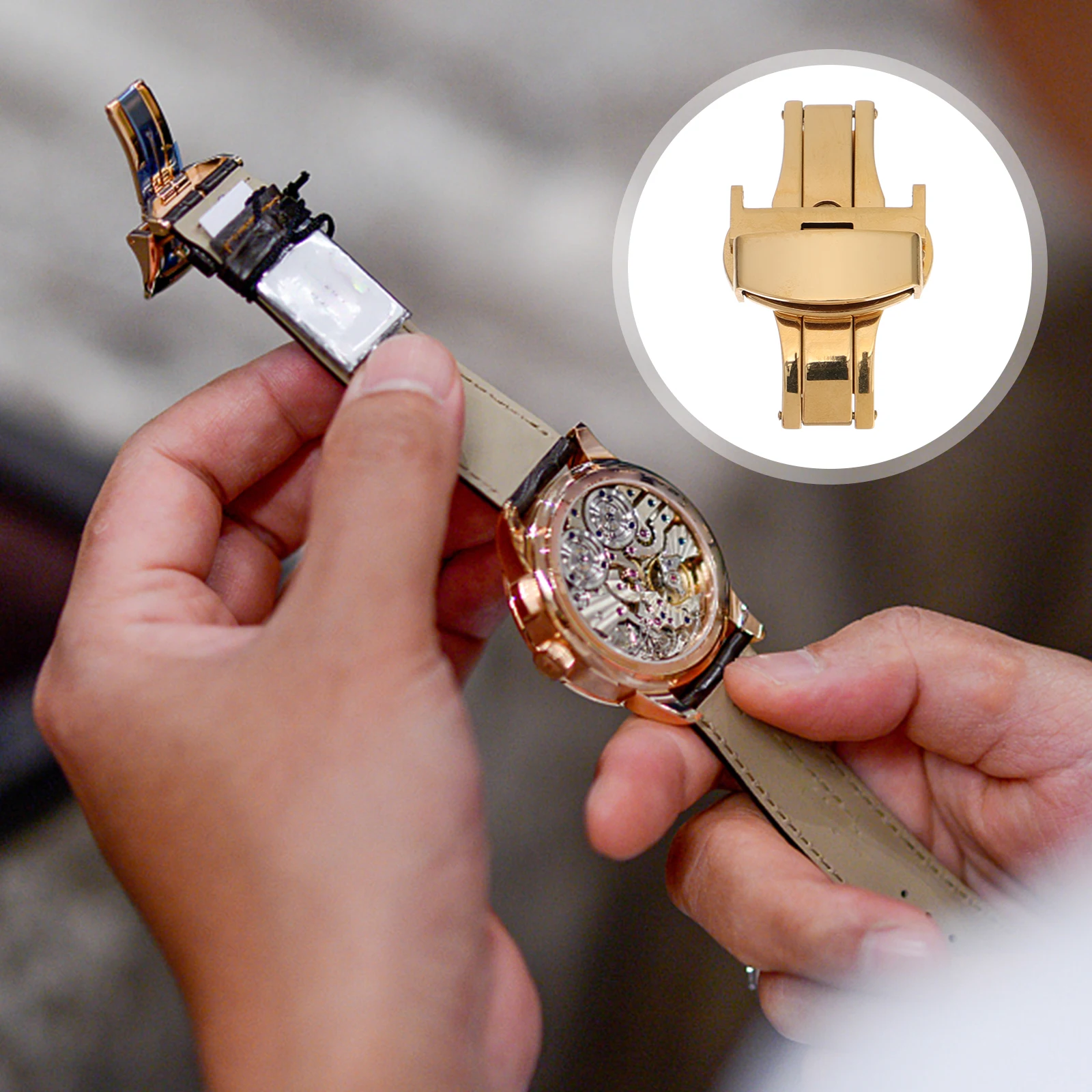 

Stainless Steel Watch Buckle Strap Clasps Golden Creative Watchb Buckles Durable Practical Easy to Use Small Professional